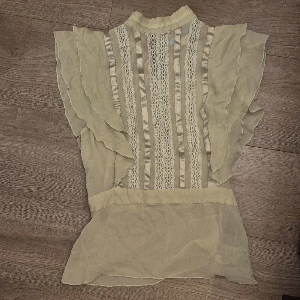 Marciano Light Green Sheer Silk Blouse